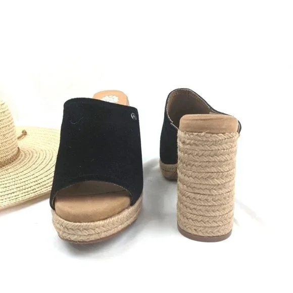 NEW Yellow Box Suede Espadrille Platform Block Heel Sandal - Picture 5 of 7